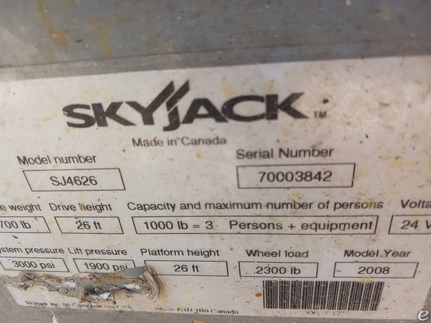 2008 Skyjack SJ4626