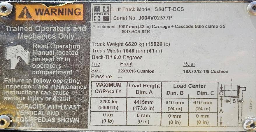 2016 Hyster S80FTBCS