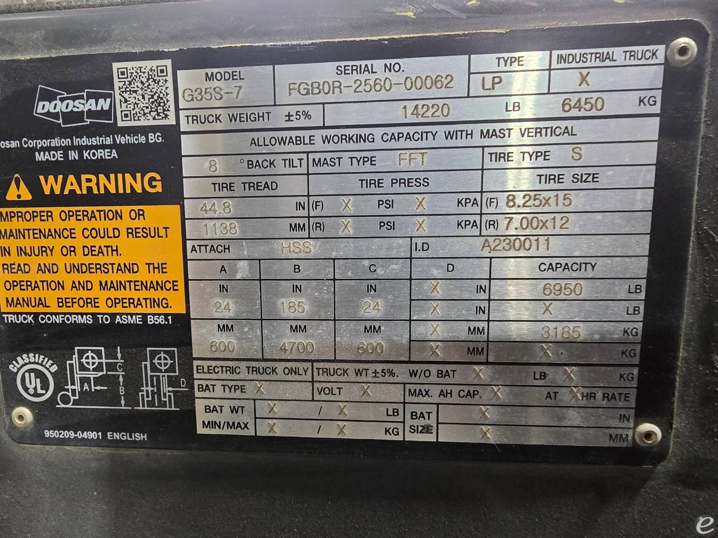 2018 Doosan G35S-7