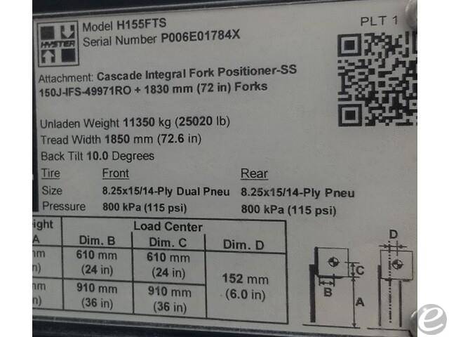 2023 Hyster H155FT Diesel Forklift - 123Forklift