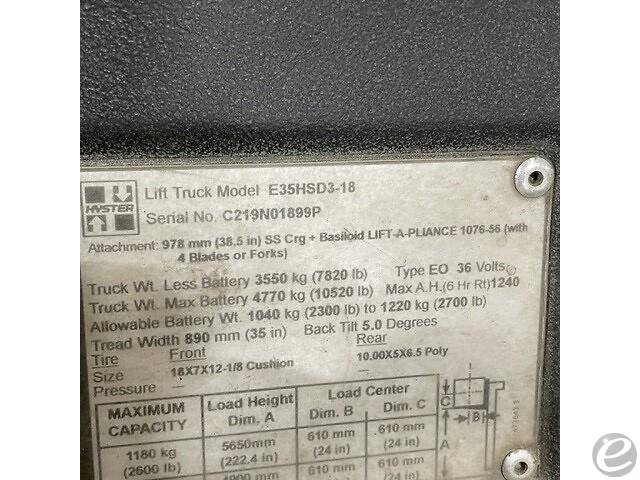 2016 Hyster E35HSD3 Electric Forklift - 123Forklift