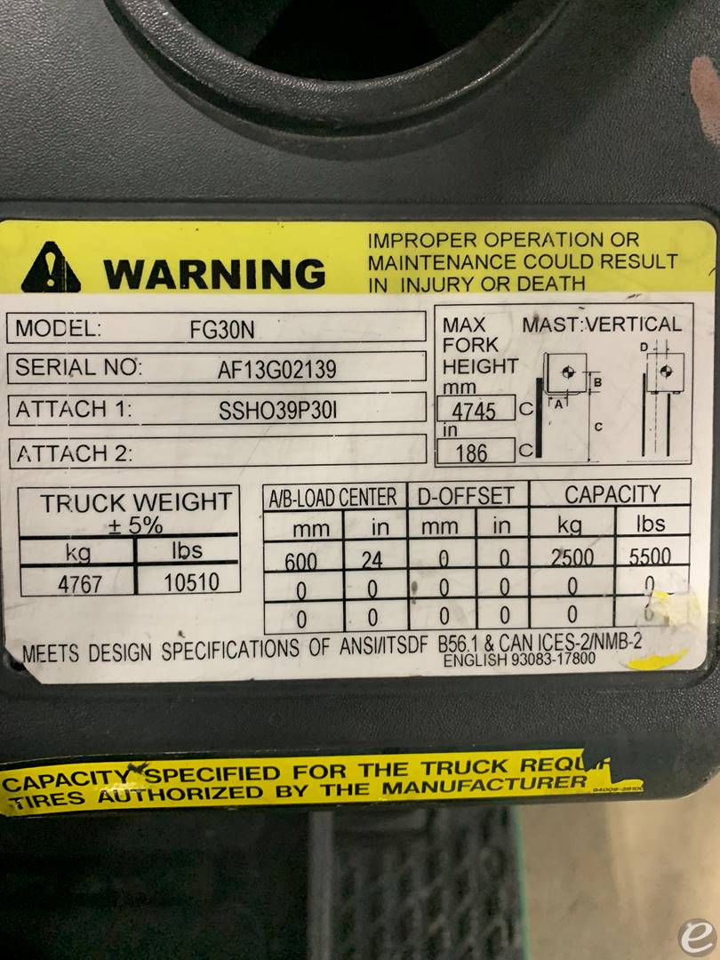 2019 Mitsubishi FG30N5 LP Gas Forklift - 123Forklift