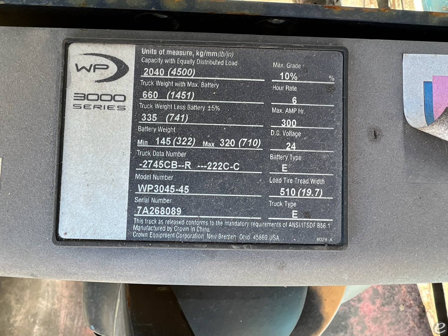  Crown WP3045-45	 Electric Forklift...