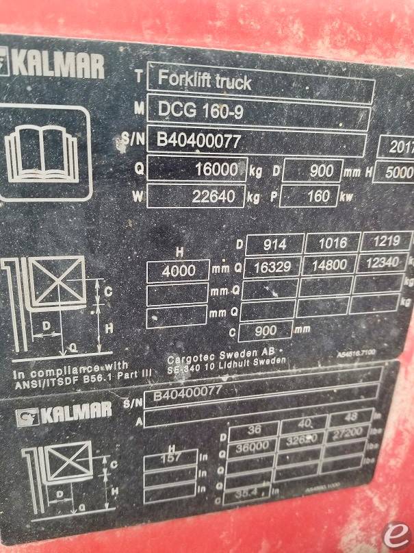 2017 Kalmar                                             DCG160-9 Diesel Forklift - 123Forklift