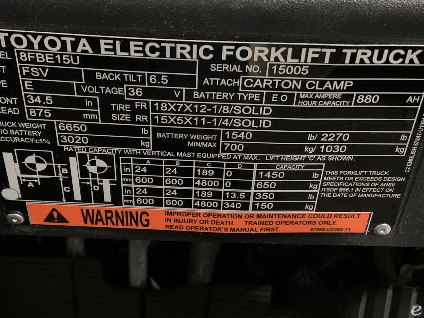 2018 Toyota 8FBE15U Electric Forklift - 123Forklift