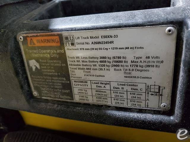 2017 Hyster E50XN Electric Forklift - 123Forklift