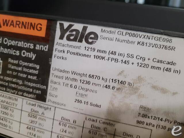 2017 Yale GP080VX LP Gas Forklift - 123Forklift