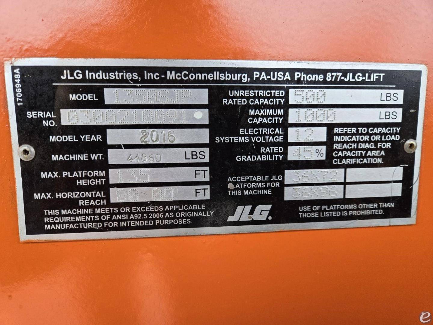 2016 JLG 1350SJP