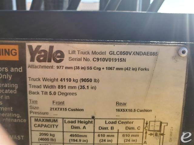 2015 Yale GLC050 Cushion Tire Forklift - 123Forklift