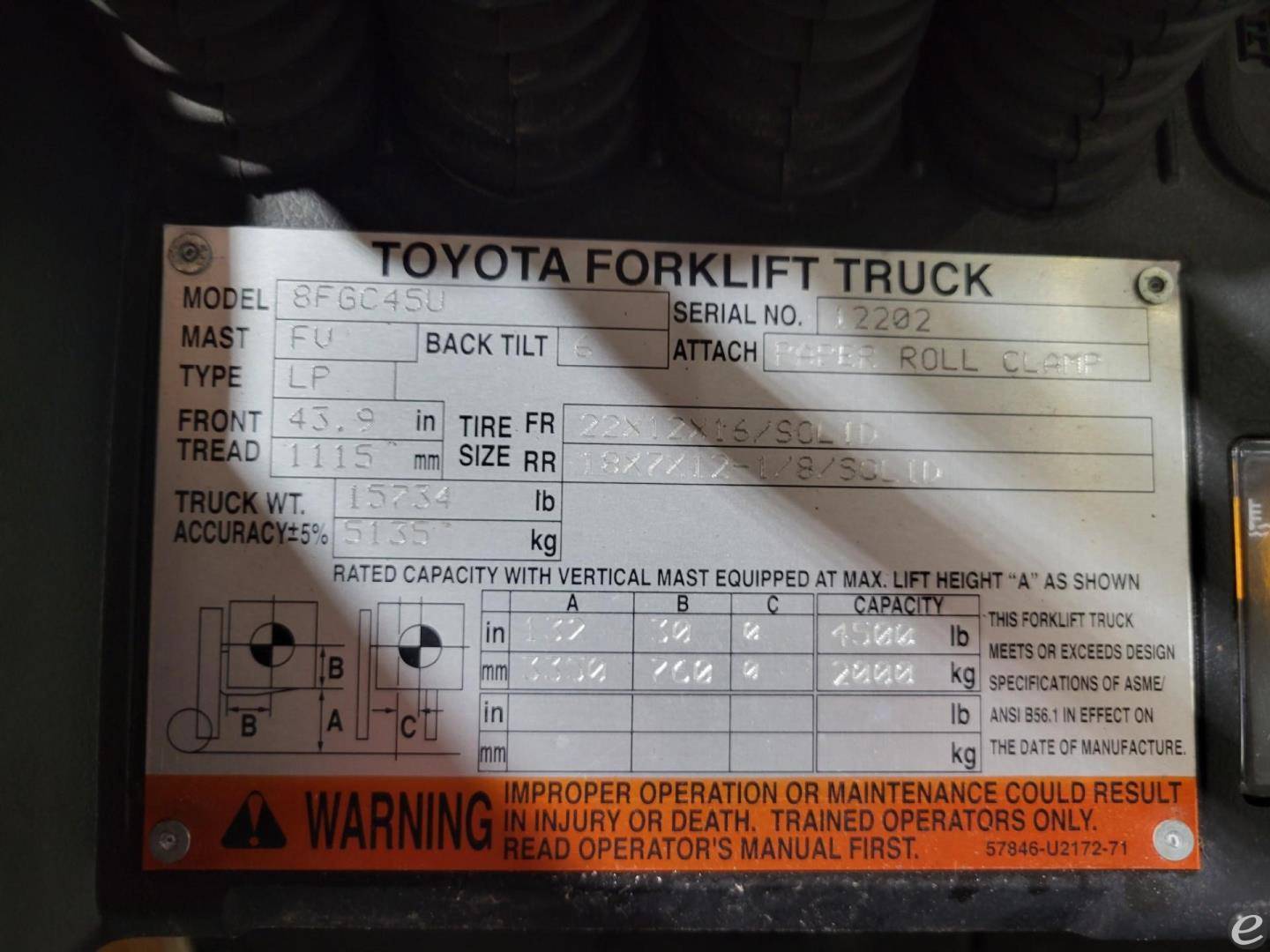 2016 Toyota 8FGC45U