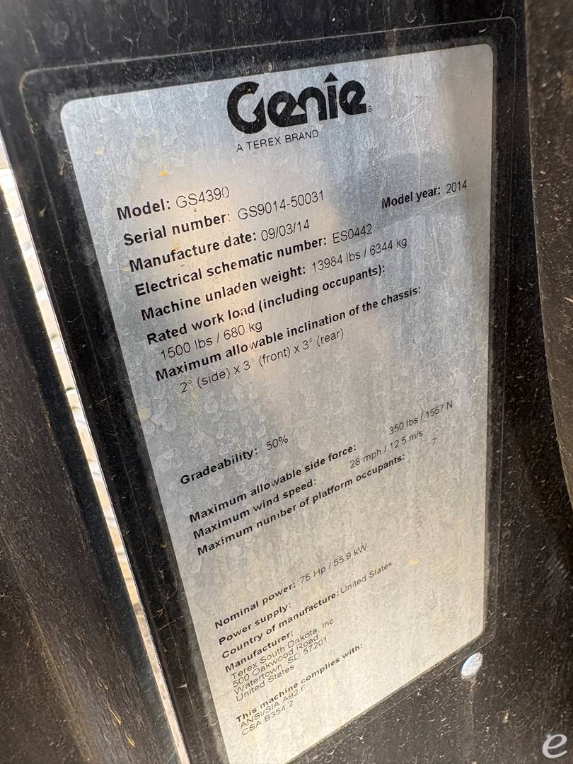 2014 Genie GS-4390