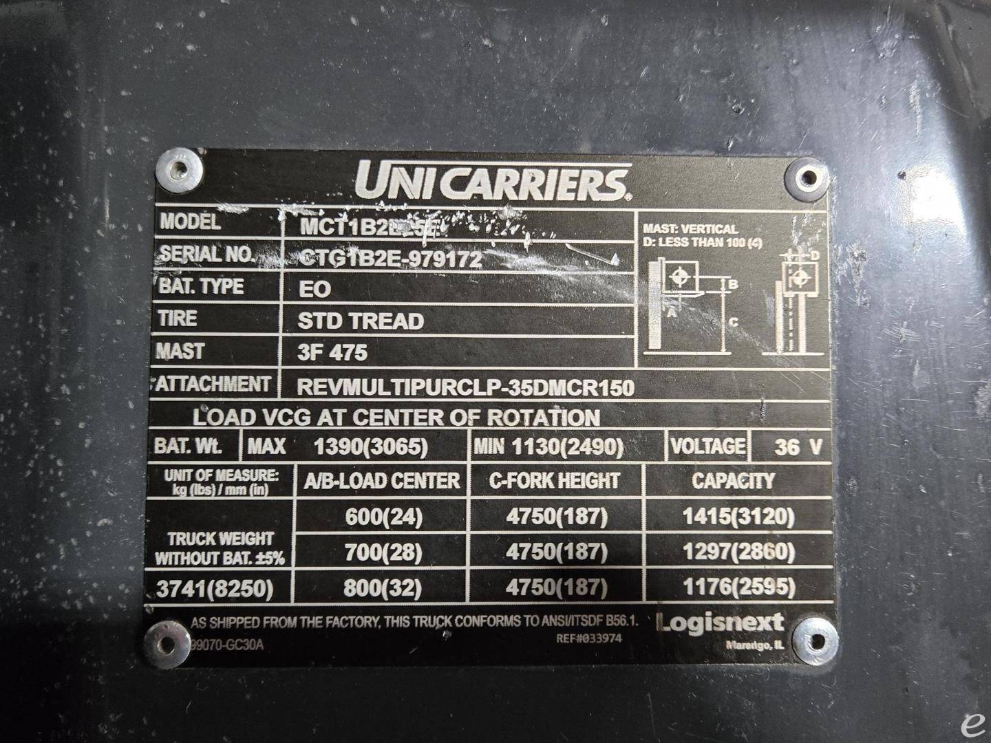 2022 Unicarriers MCT1B2L25E