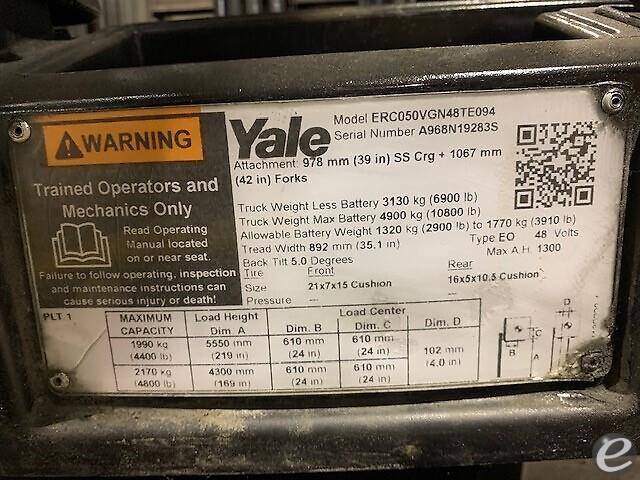 2018 Yale ERC050VG Electric Forklift - 123Forklift