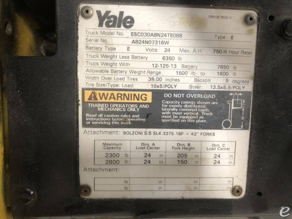 1999 Yale ESC030AB