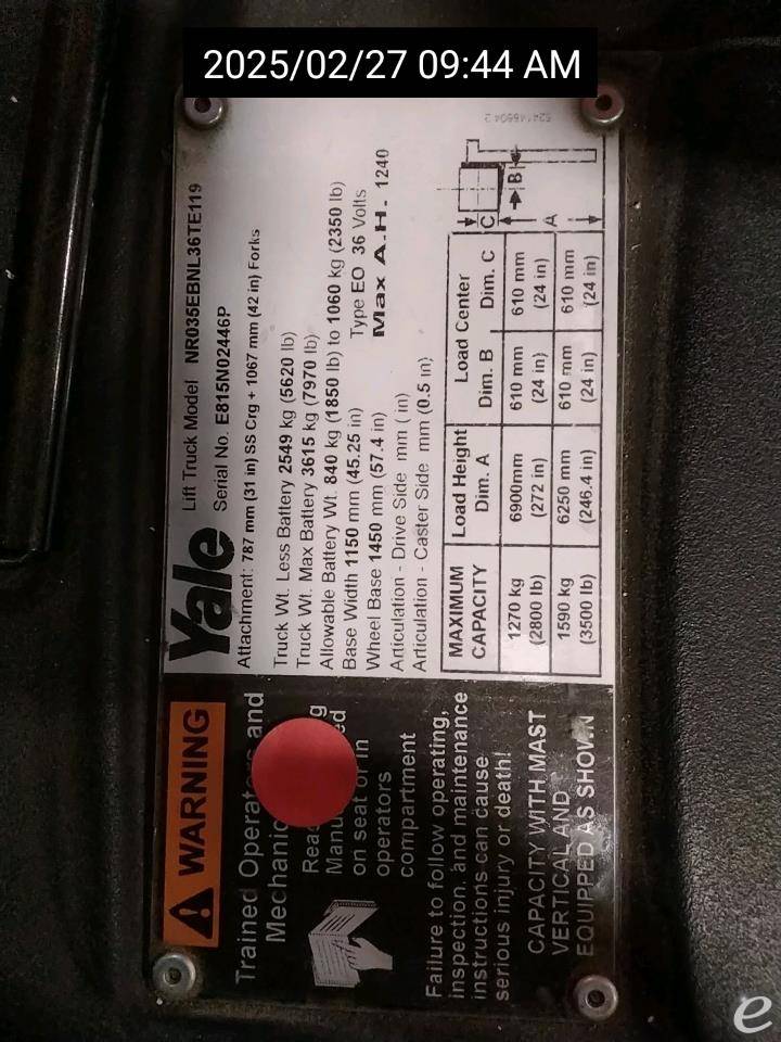 2016 Yale NR035EB