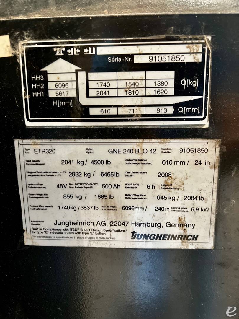 2008 Jungheinrich ETR320