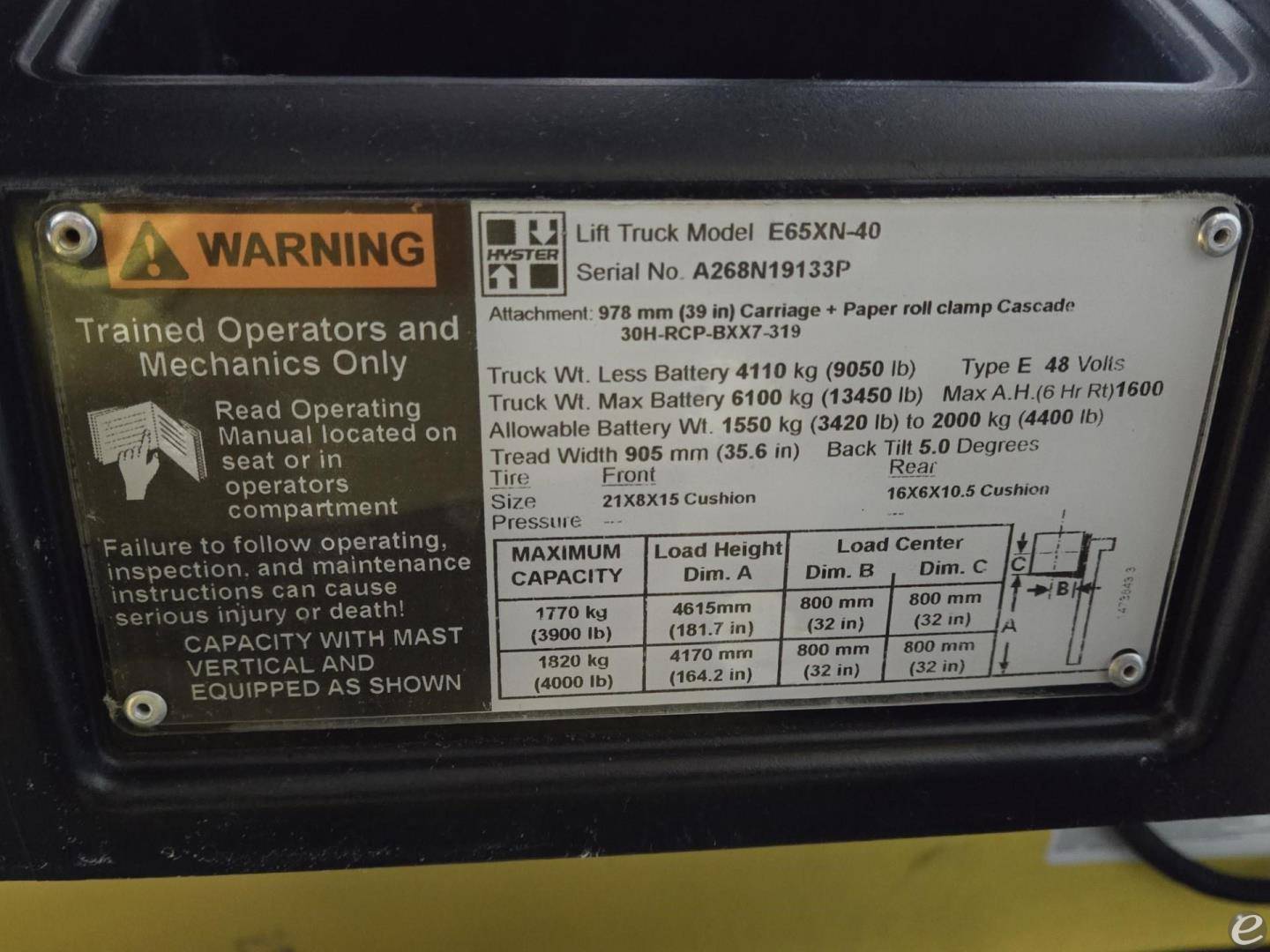 2016 Hyster E65XN-40