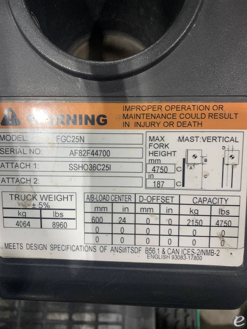 2018 Mitsubishi FGC25N4 LP Gas Fork...