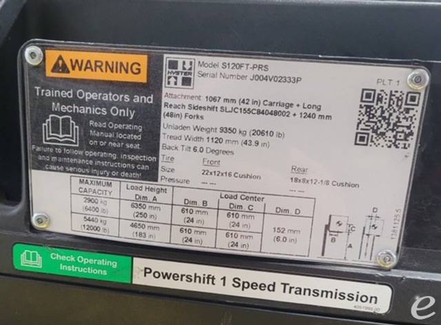 2016 Hyster S120FT-PRS