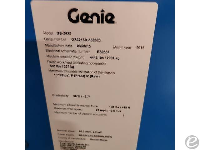 2015 Genie GS-2632 Electric Scissor Lift - 123Forklift