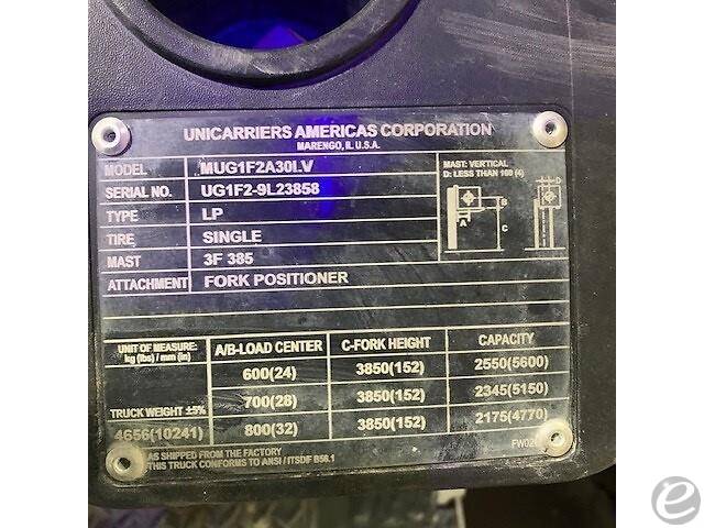 2019 Unicarriers MP1F2A25LV LP Gas Forklift - 123Forklift