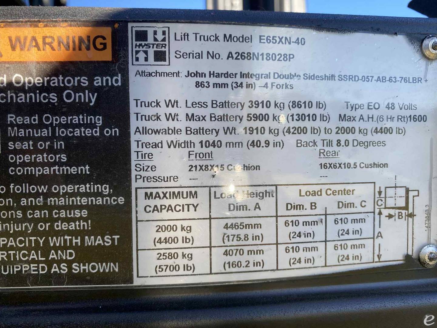 2016 Hyster E65XM