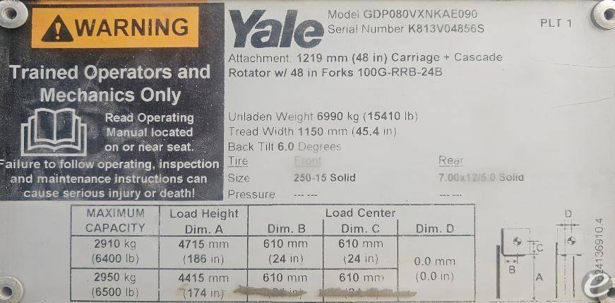 2018 Yale GDP080VX