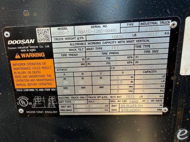 2023 Doosan BC30S-7