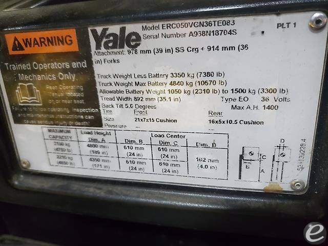 2018 Yale ERC050VG Electric Forklift - 123Forklift