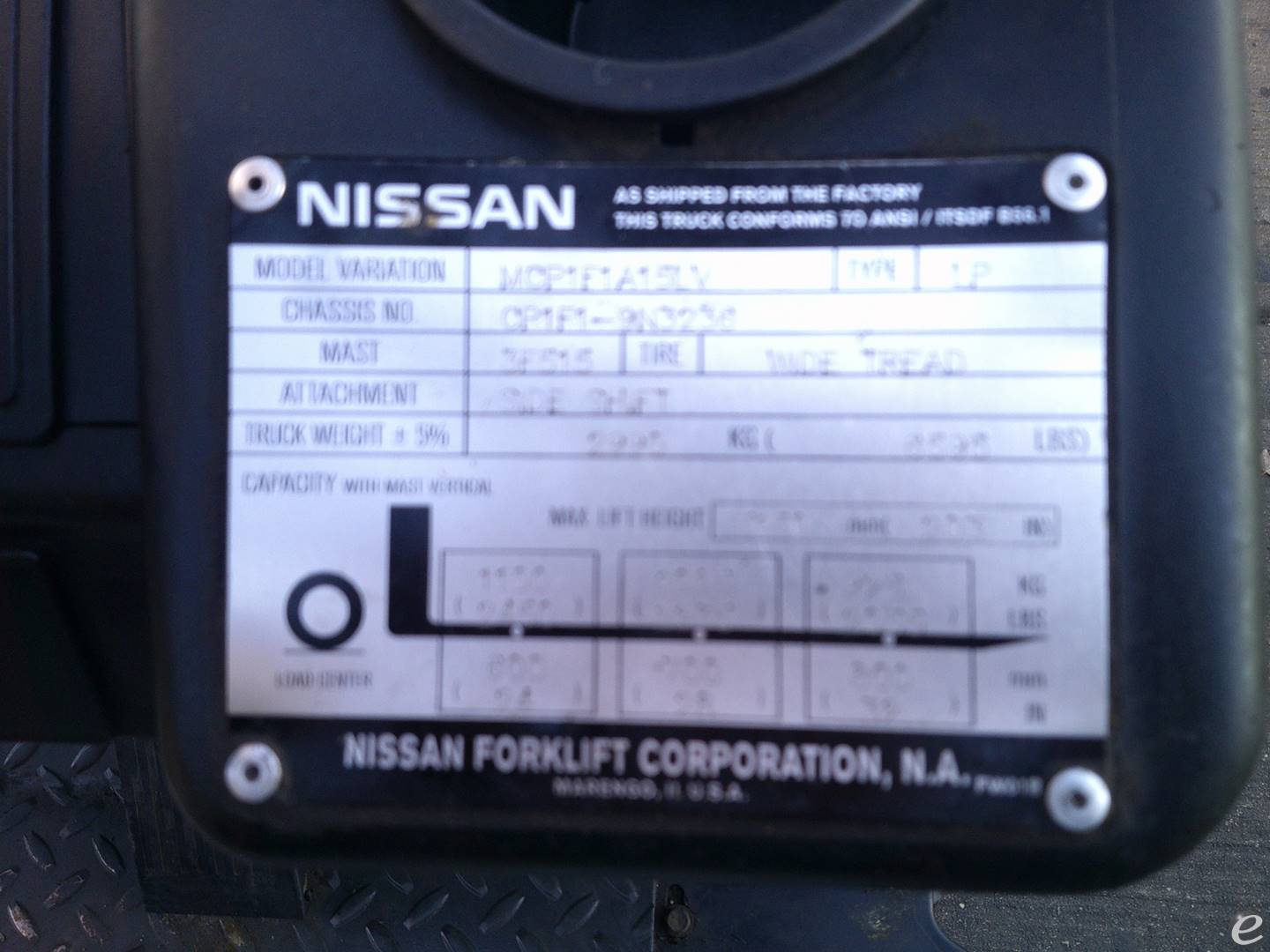 2013 Nissan                                             MCP1F1A15LV LP Gas Forklift - 123Forklift