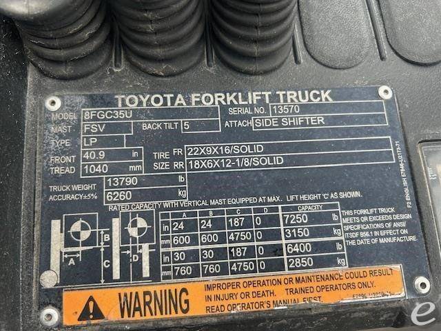 2018 Toyota 8FGC35U LP Gas Forklift - 123Forklift