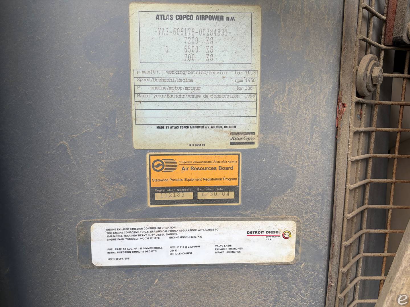 1998 Atlas Copco XASE1600