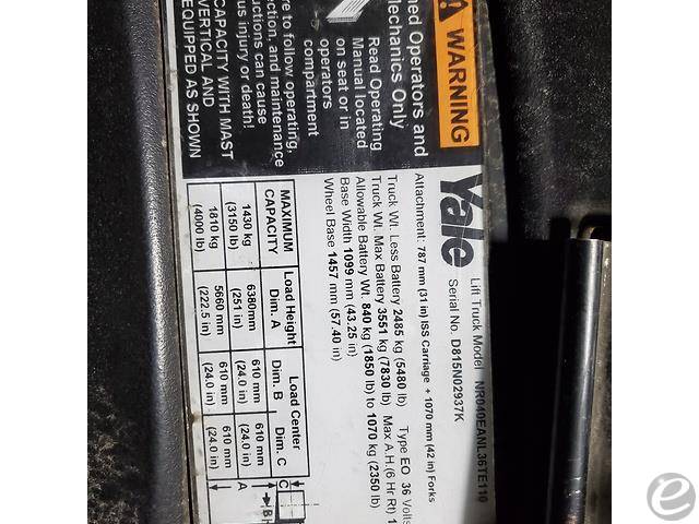 2012 Yale NR040EA Electric Reach Truck - 123Forklift