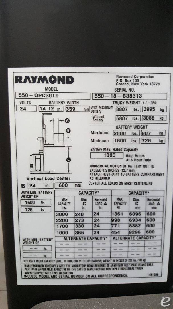 2018 Raymond 550-OPC30TT