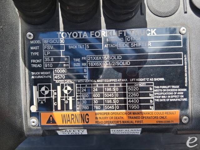 2020 Toyota 8FGCU30 - LOW HRS
