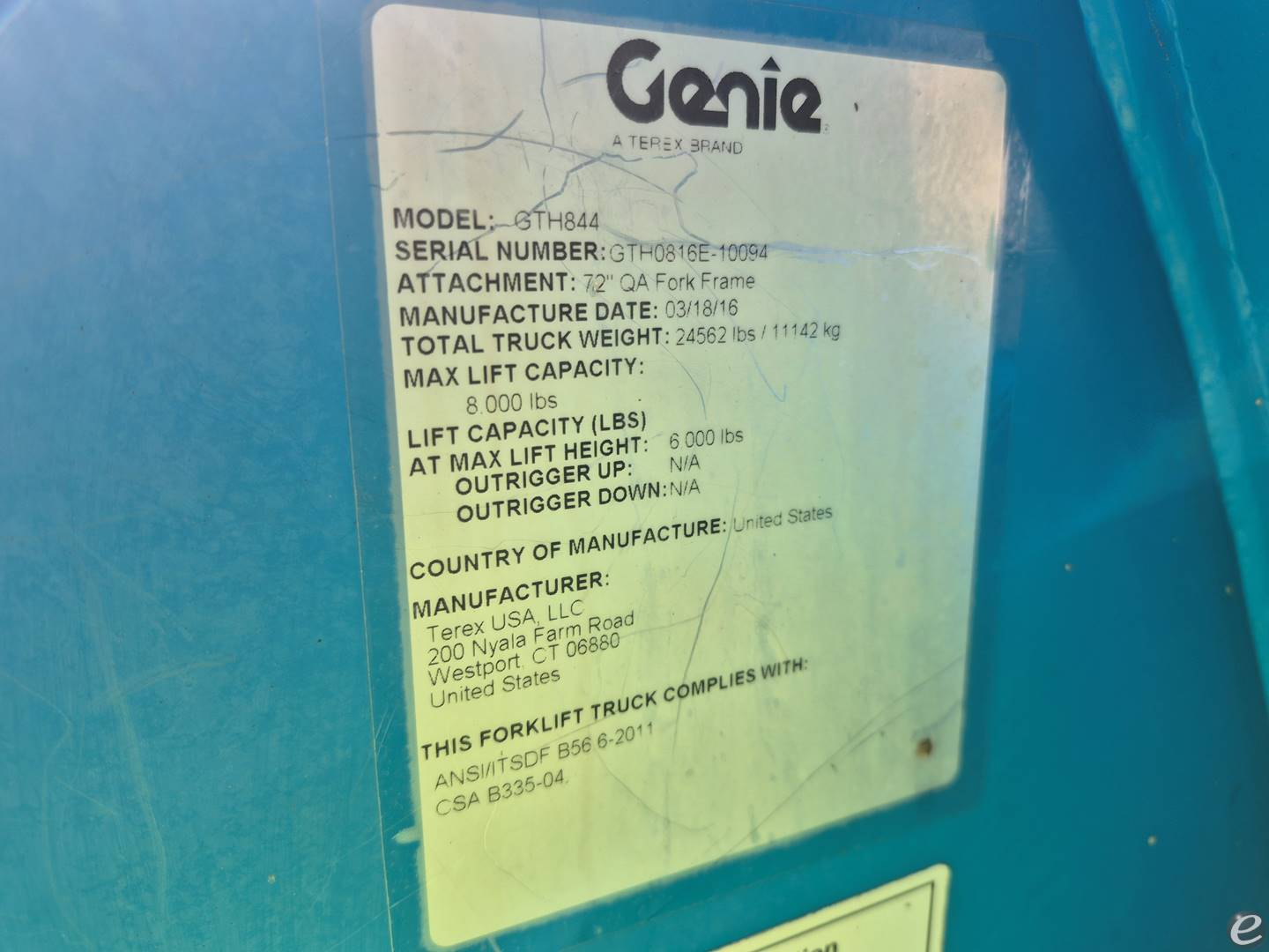 2016 Genie GTH844