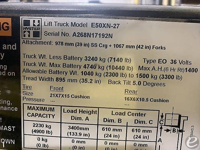 2015 Hyster E50XN Electric Forklift - 123Forklift