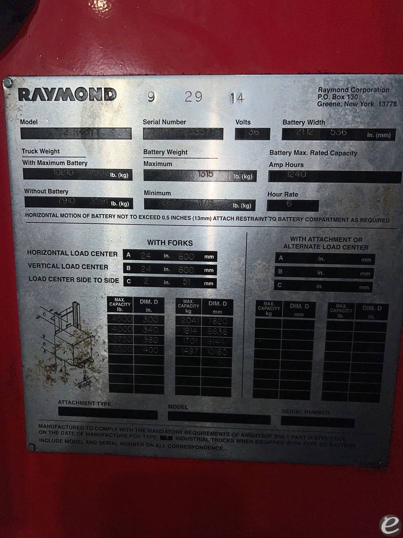 2012 Raymond 752-R45TT