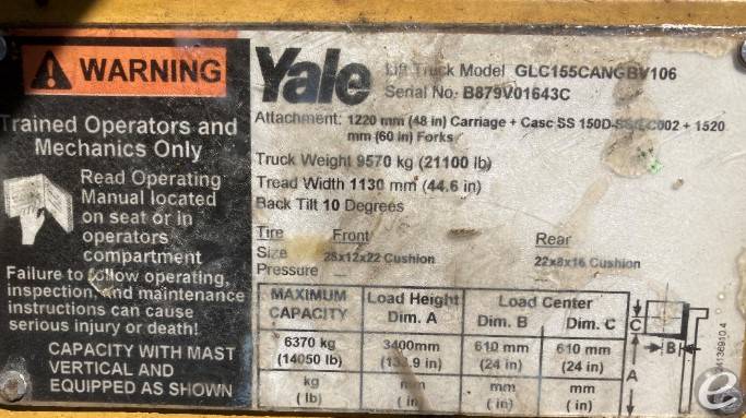 2005 Yale GLC155CANGBV106 LP Gas Forklift - 123Forklift