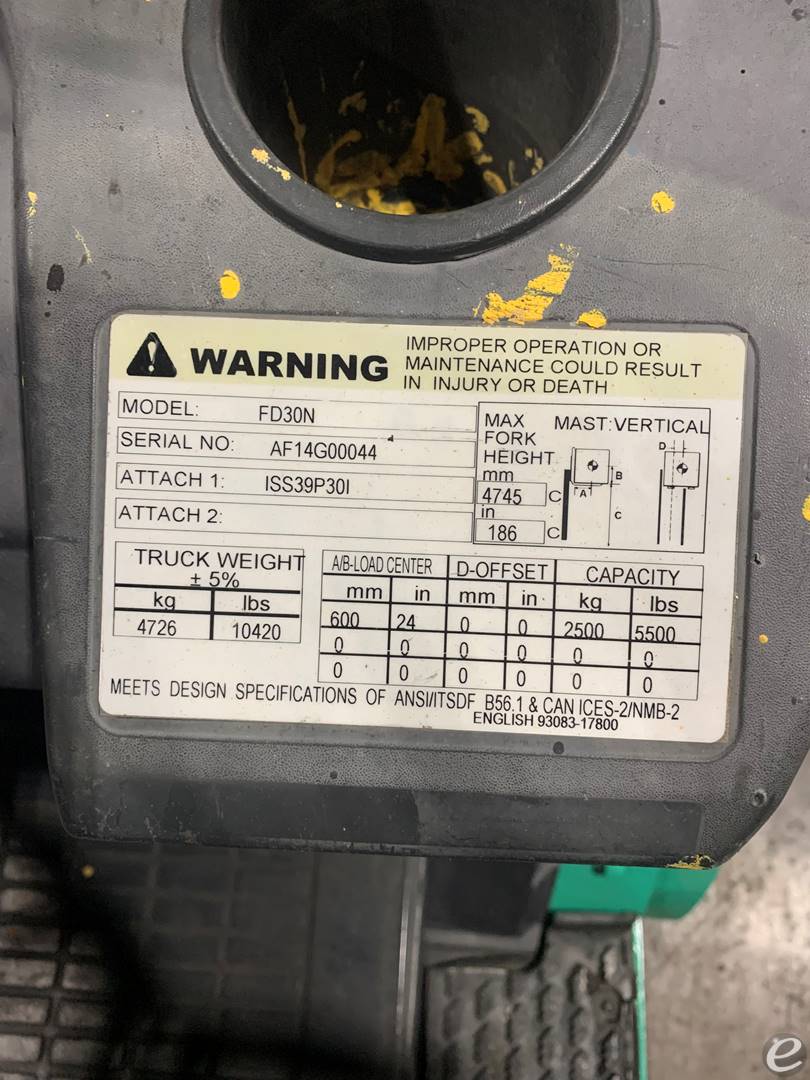 2015 Mitsubishi FD30N5 Diesel Forklift - 123Forklift