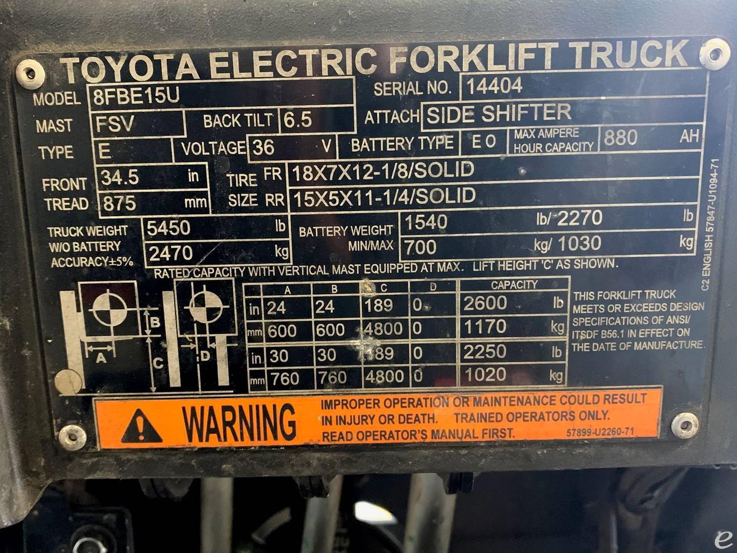 2018 Toyota 8FBE15U Electric Forklift - 123Forklift