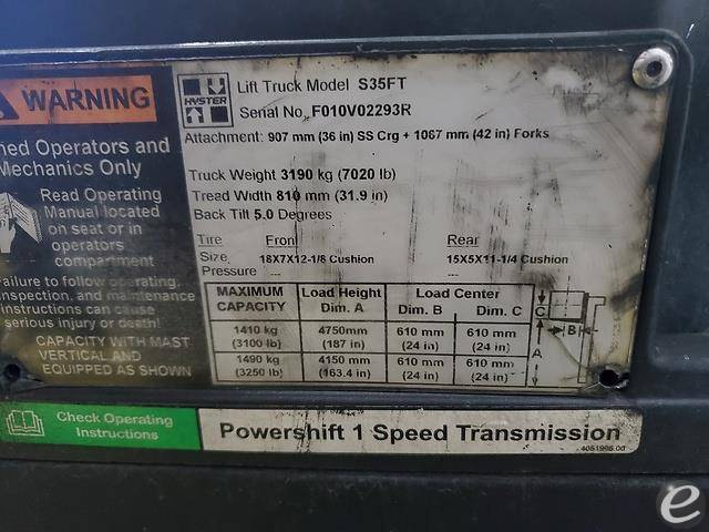 2017 Hyster S35FT LP Gas Forklift - 123Forklift