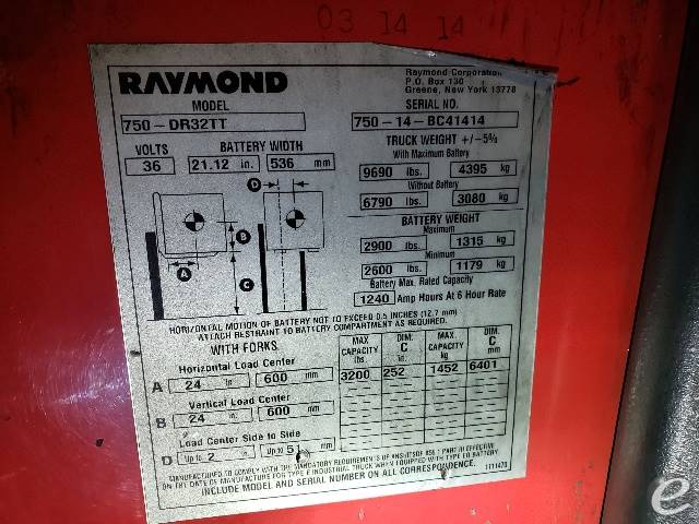 2014 Raymond 750-DR32TT