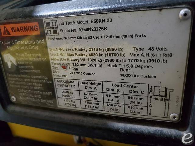 2017 Hyster E50XN Electric Forklift - 123Forklift