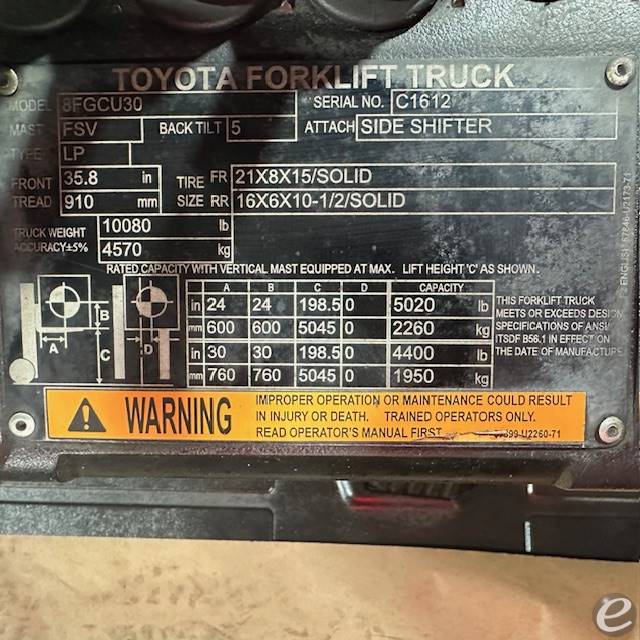 2020 Toyota 8FGCU30