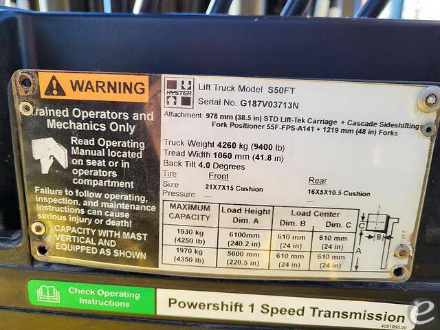 2015 Hyster S50FT LP Gas Forklift - 123Forklift