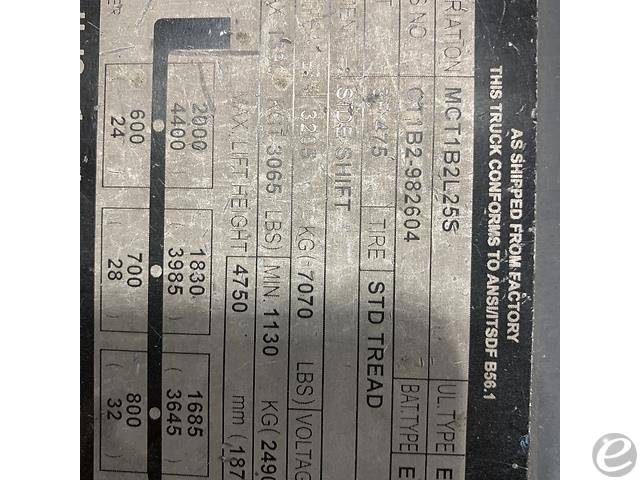 2016 Unicarriers MCT1B2L25S Electric Forklift - 123Forklift