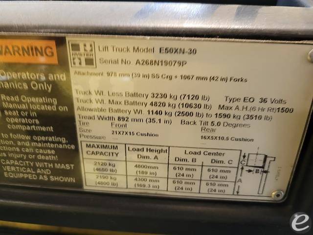 2016 Hyster E50XN Electric Forklift - 123Forklift
