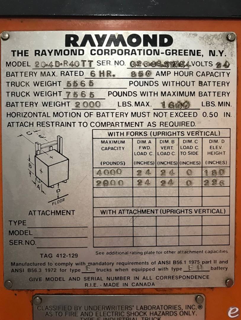 1998 Raymond 20-4DR40TT