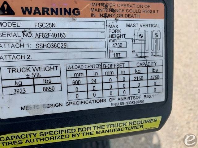 2014 Mitsubishi FGC25N LP Gas Forklift - 123Forklift